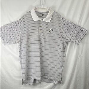 Adidas - Men’s Golf Shirt - XL - Penguins - White with Black Striping